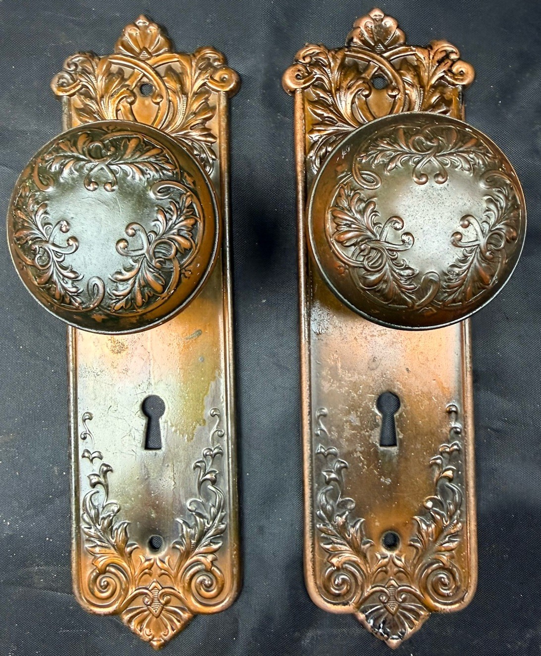 Corbin Loraine Victorian Doorknobs Backplates & Lock 1890 – 1910 1 of 13 Sets