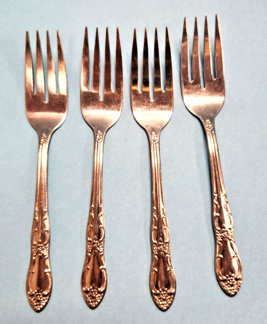 4 ONEIDACRAFT DELUXE VENUS SALAD FORKS 6 1/8″ LONG