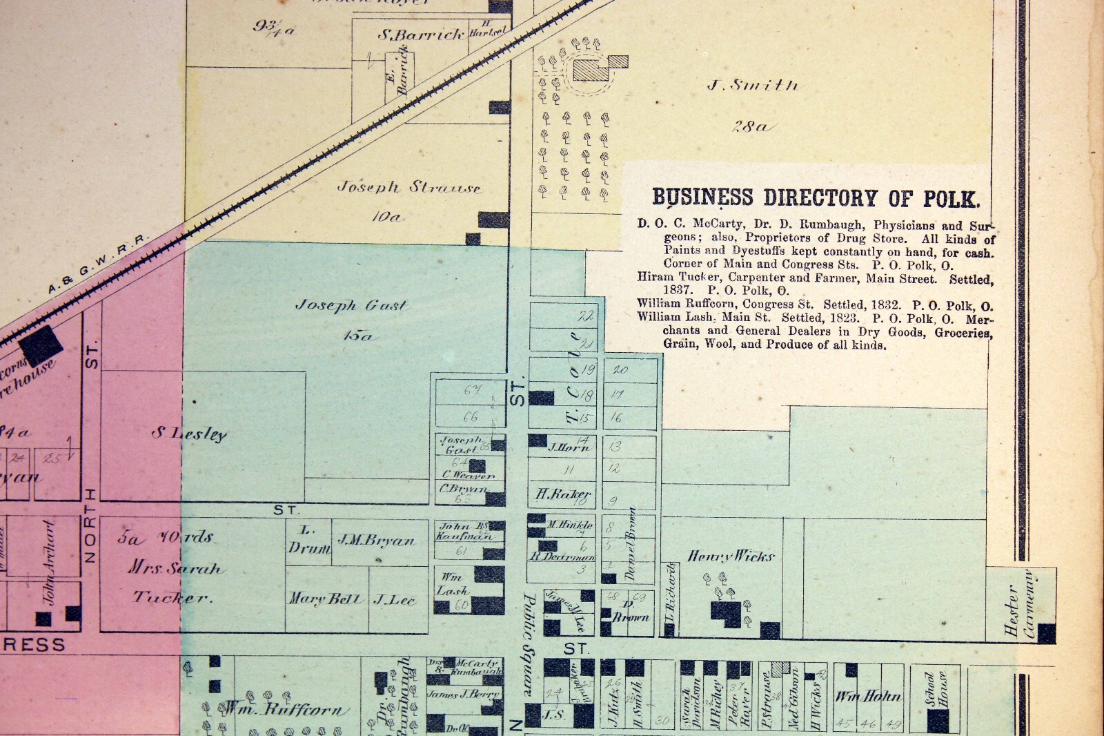 1874 Plat Map Village of Jeromeville and Town of Polk Ashland County Ohio