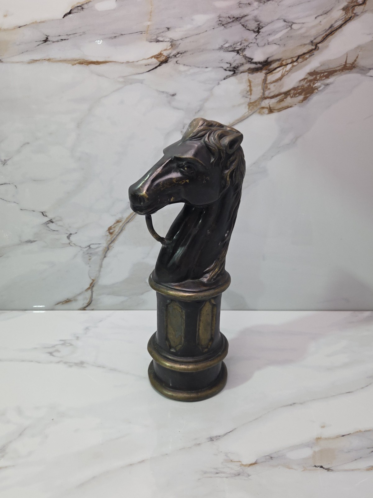 RARE Brass Horse Head Hitching Post 17.5 Inches Vintage Heavy 10lb 9oz
