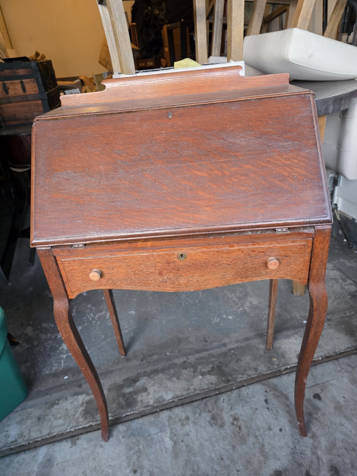 Antique Oak Secretary Desk Writing Desk Drop