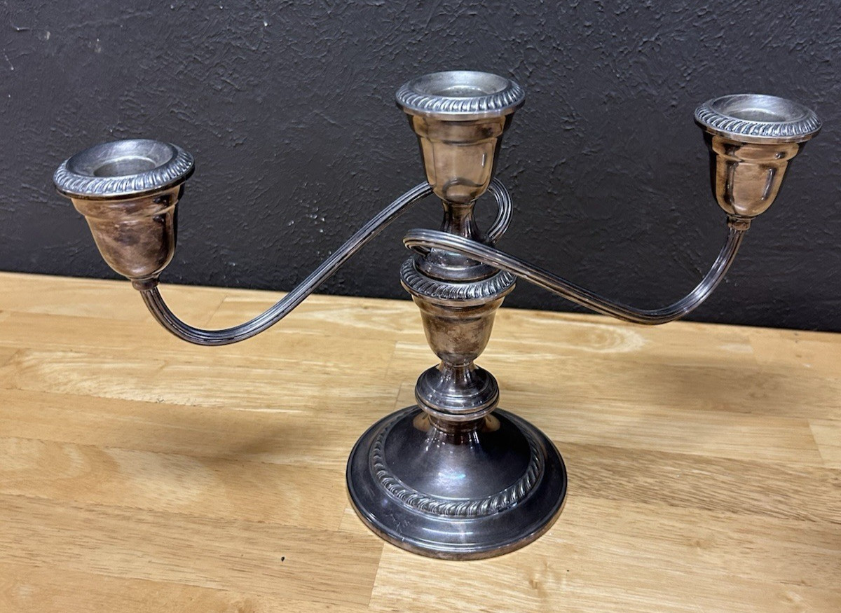 Pair Gorham EP Silver Convertible Candelabras 3-Light 8 Pc #808/1 Weighted