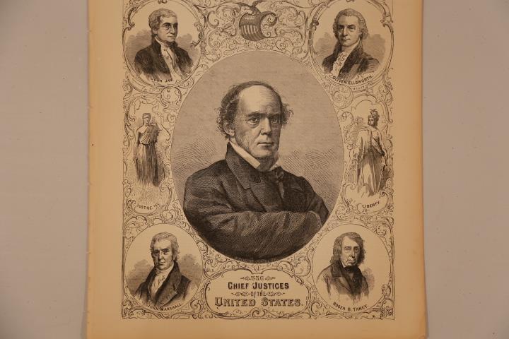 1866 ANTIQUE HARPER’S CIVIL WAR ENGRAVING-CHIEF JUSTICES OF THE UNITED STATES
