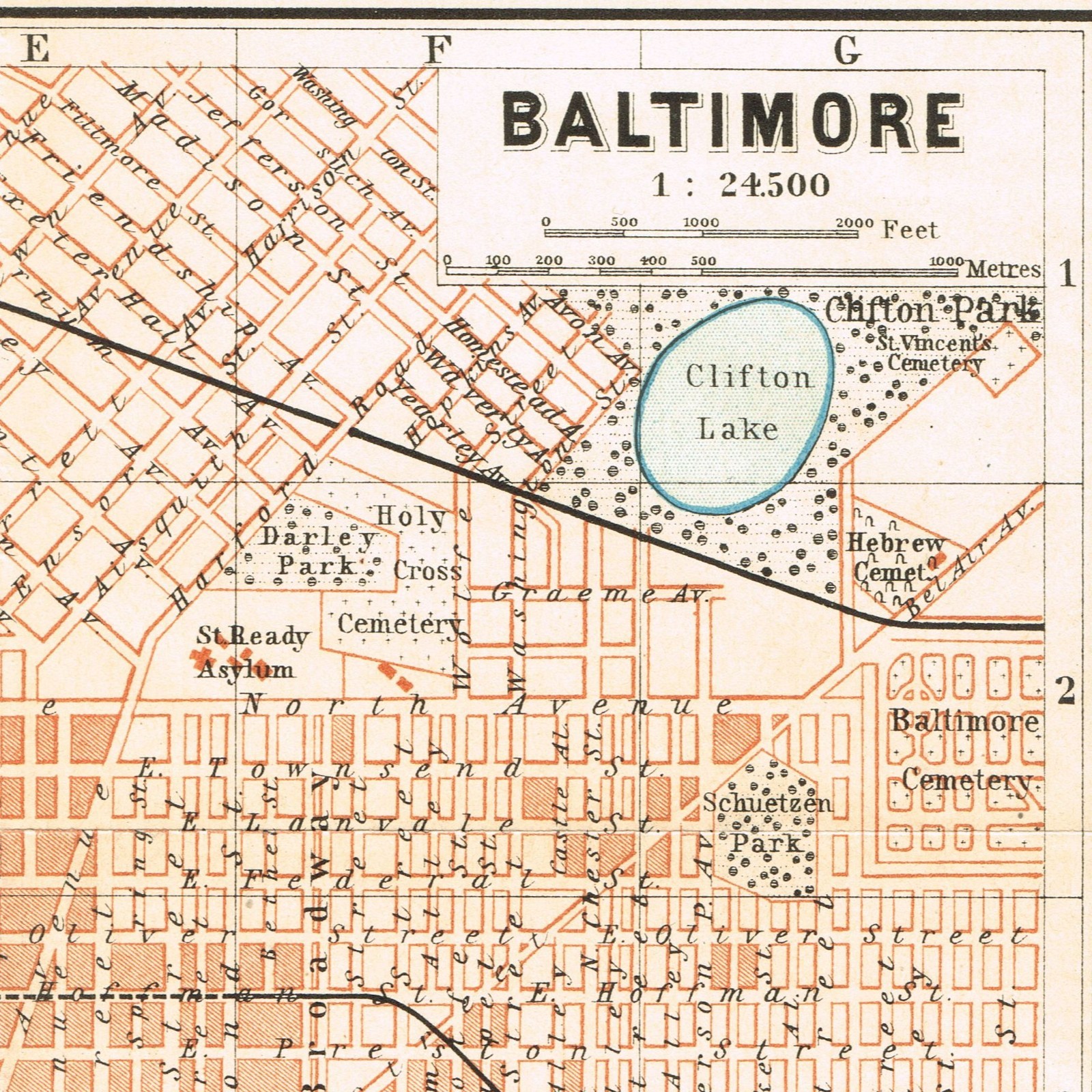 BALTIMORE 1904 Original Authentic Map Maryland State USA