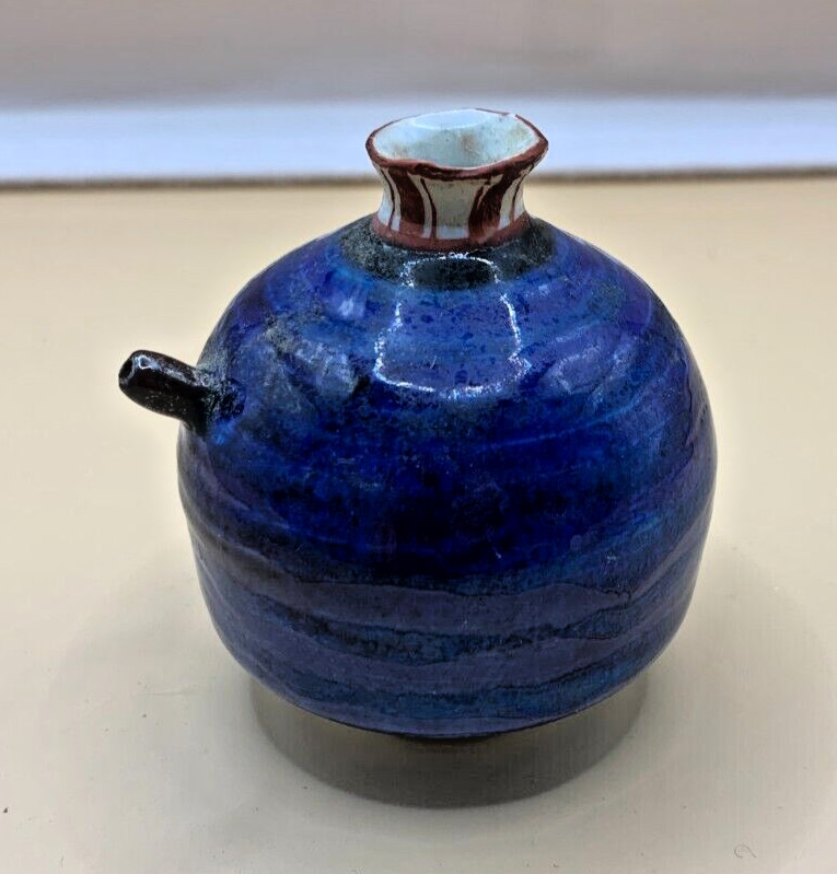 Antique CHINESE Blue Porcelain SCHOLARS WATER DROPPER Calligraphy Vtg Signed