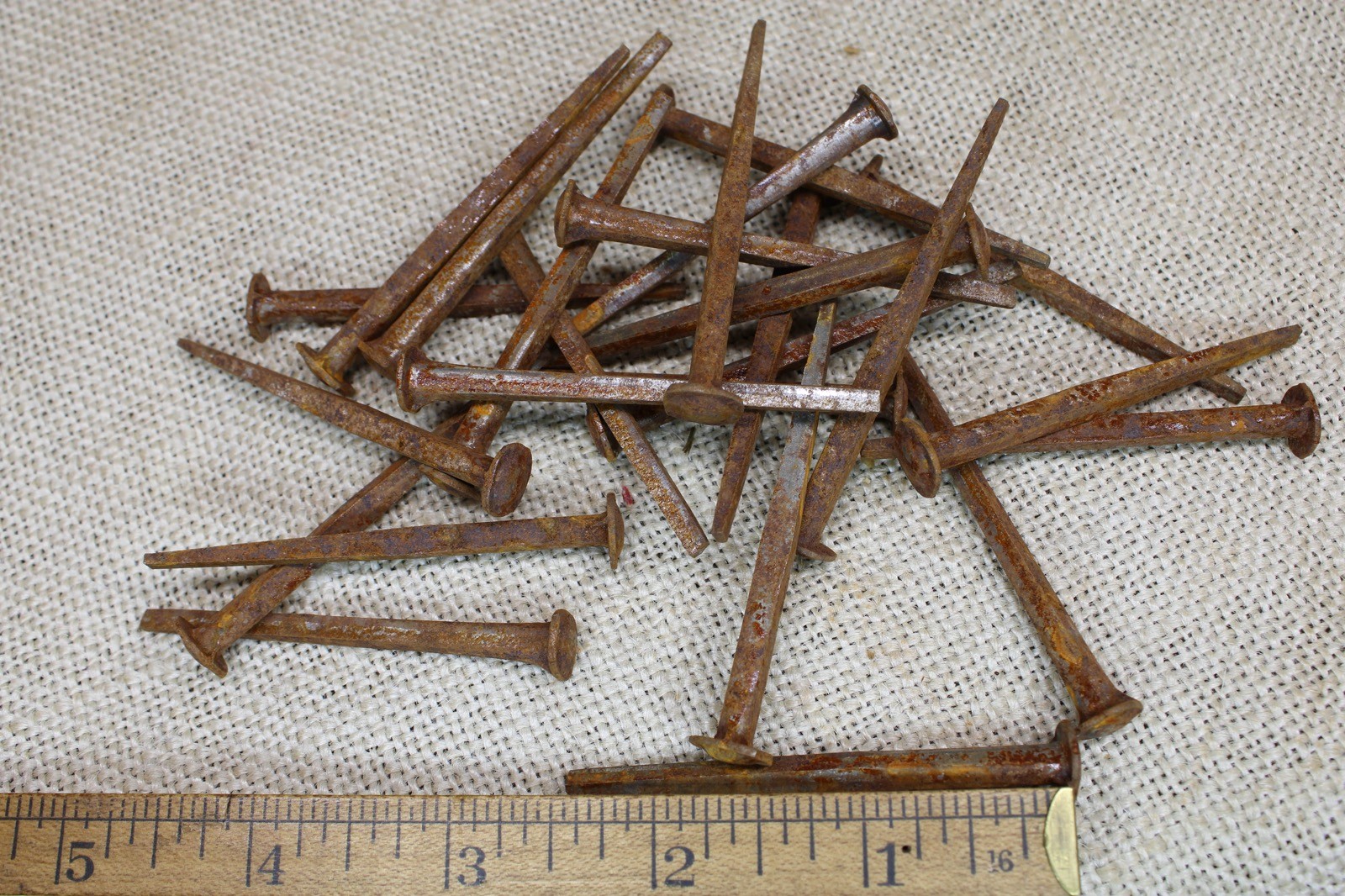 Old 2 1/2″ Square 25 Nails Button Rose Head Round Domed Rustic Vintage Rusty