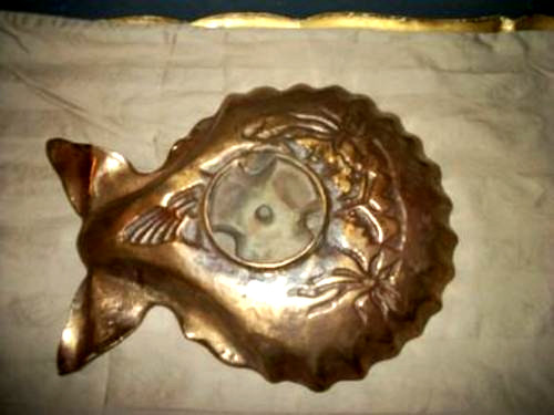 Antique Bronze Shell Bird Dish Art Nouveau Large Ornate Metal French Style