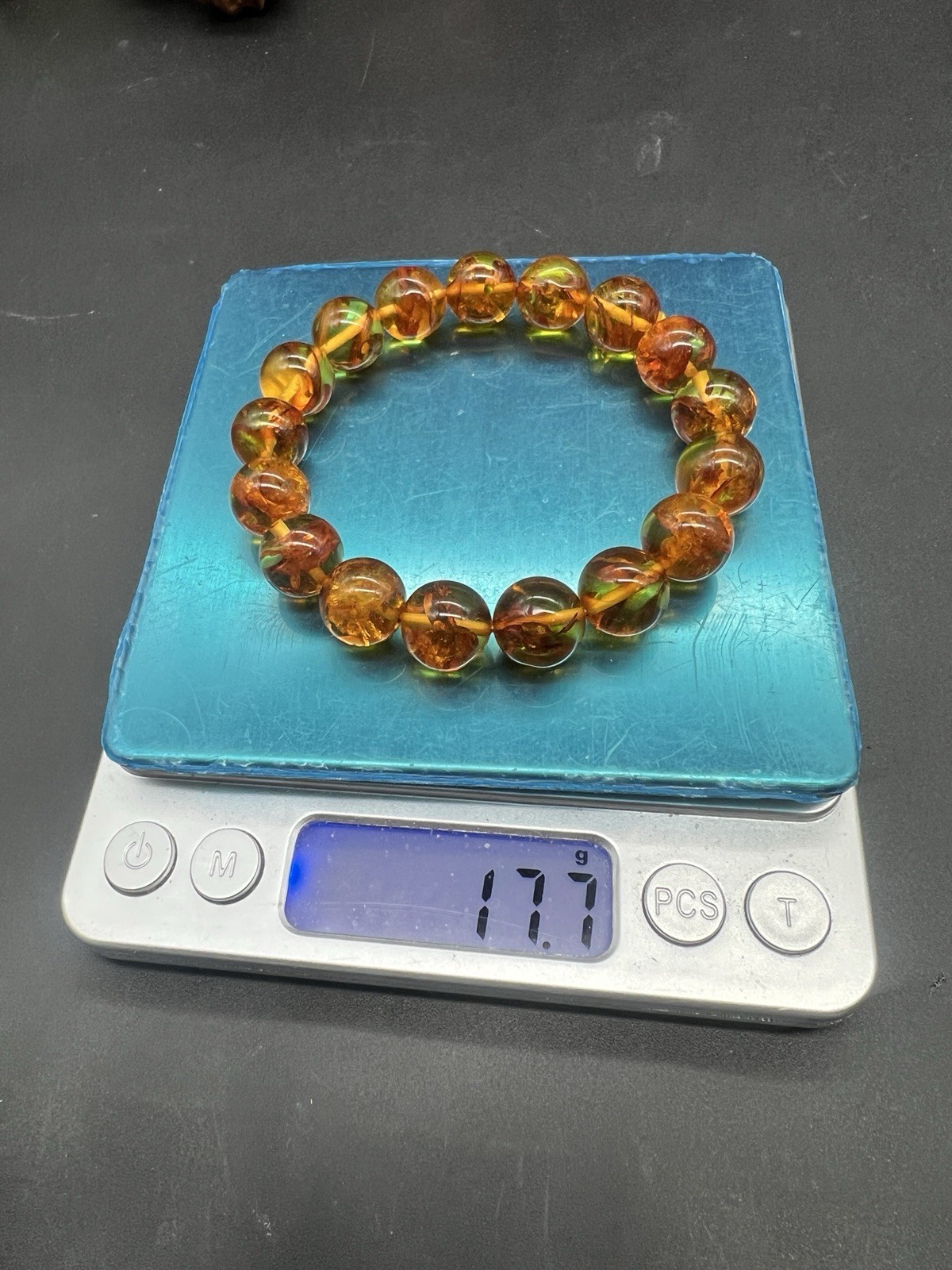 12mm 100%Natural Baltic Flower Amber Bracelet 12mm斯加里宁格勒俄料花珀手串 17.7g