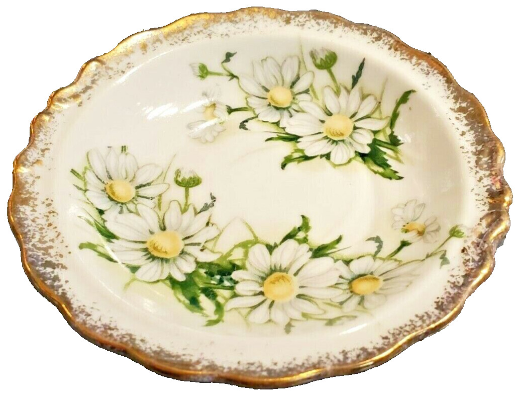 VINTAGE ROYAL CROWN DAISY BOUQUET HAND PAINTED 3186 SIDE DISH GOLD EDGED 4.5″Wid