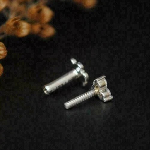 1Ct Lab Created Diamond Piercing Screw Back Nose Pin Real 14K White Gold Plated