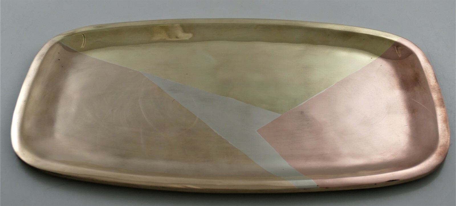 xxxLARGE Los Castillo Serving Tray Mixed Married Metals Silver Brass Copper 1950