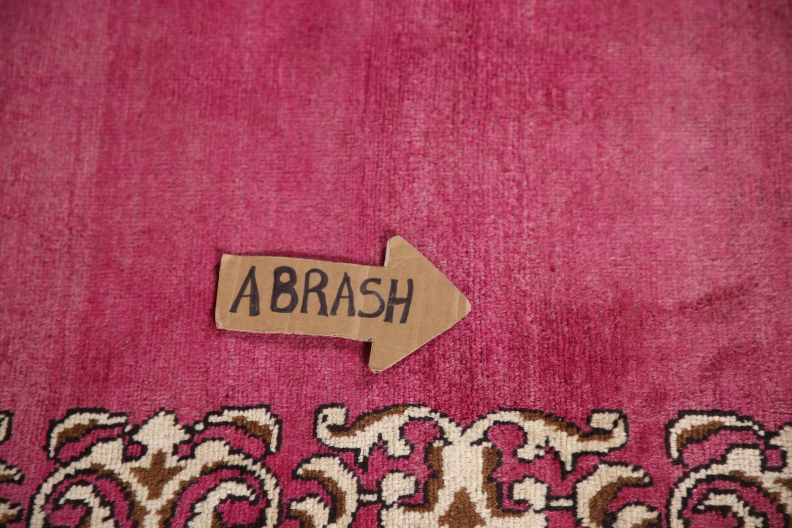 Bordered 10 ft Runner Rug 3×10 Pink Wool Hand-made Classic Carpet