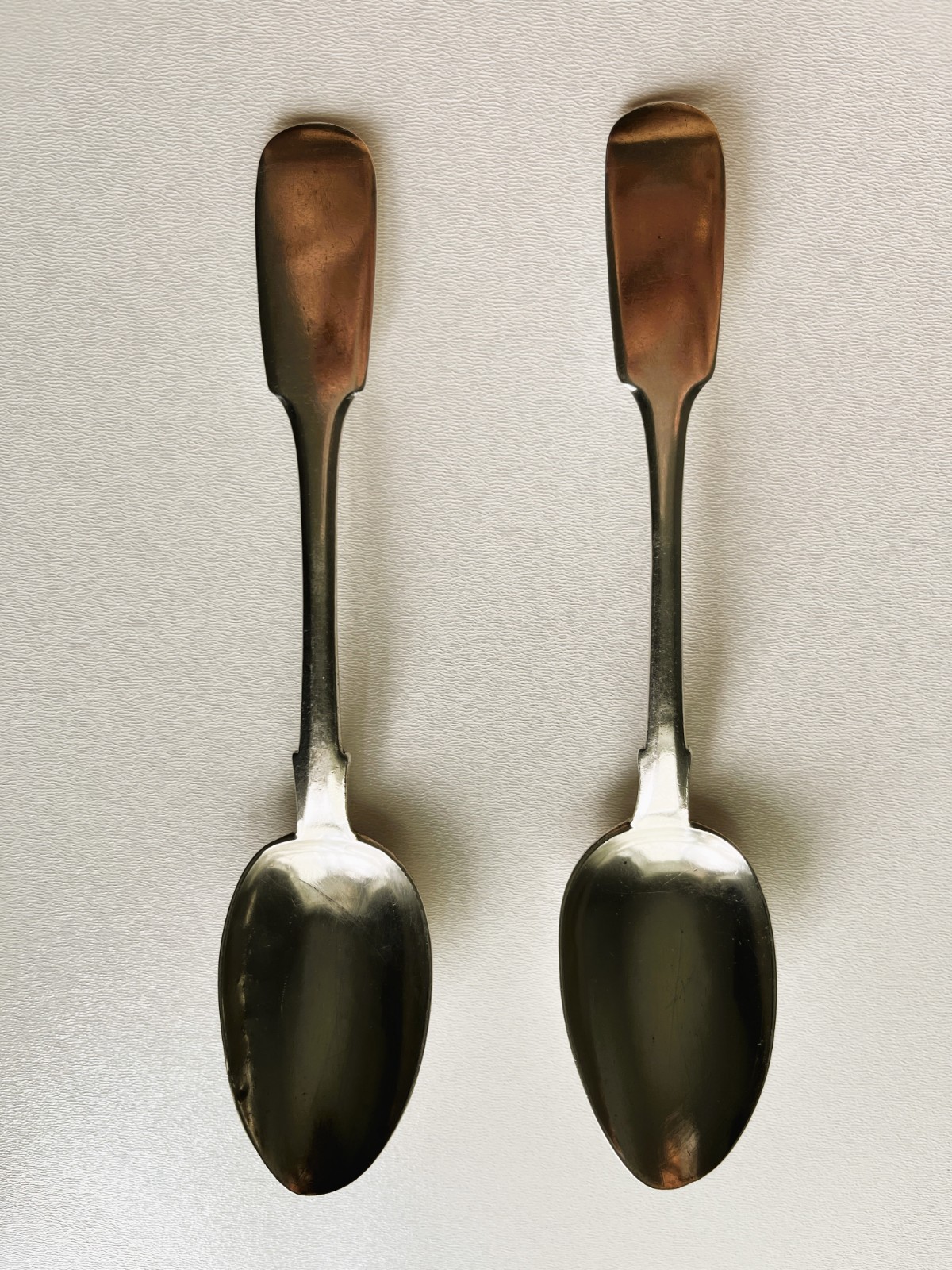 Russian Empire.Two large antique Russian silver spoons,84 silver. 1876-122 grams