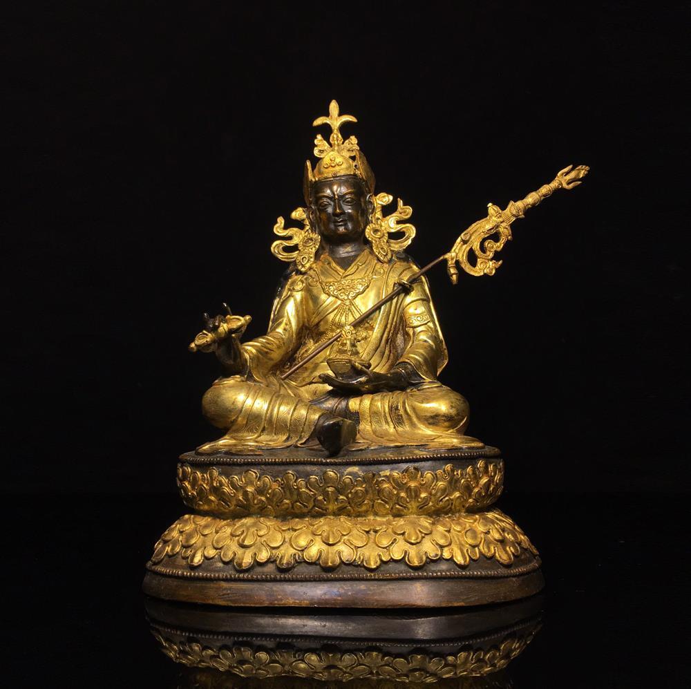 24.5CM Old Chinese Bronze Gilding Statue Buddha CK345