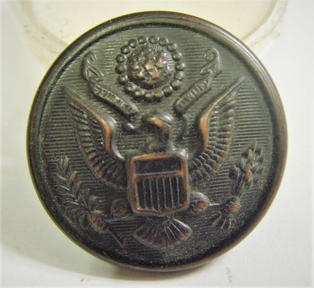 1910s Antiqu world war 1 american great seal metal 28 mm button attleboro 50684