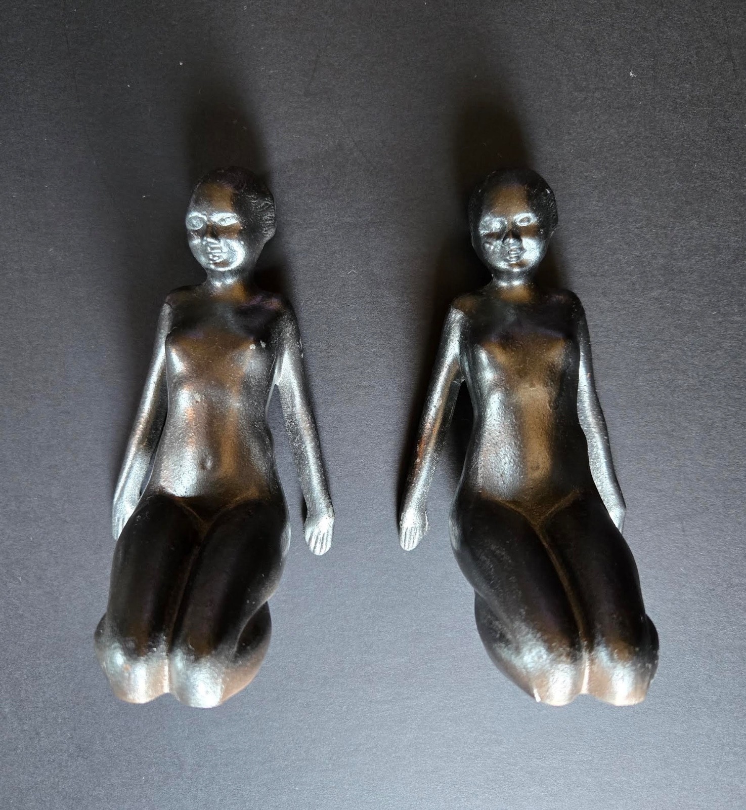 RARE ORIGINAL 1920 RISQUE DECO FRANKART? NUDE FLAPPER ZIEGFELD PEDESTAL BOOKENDS