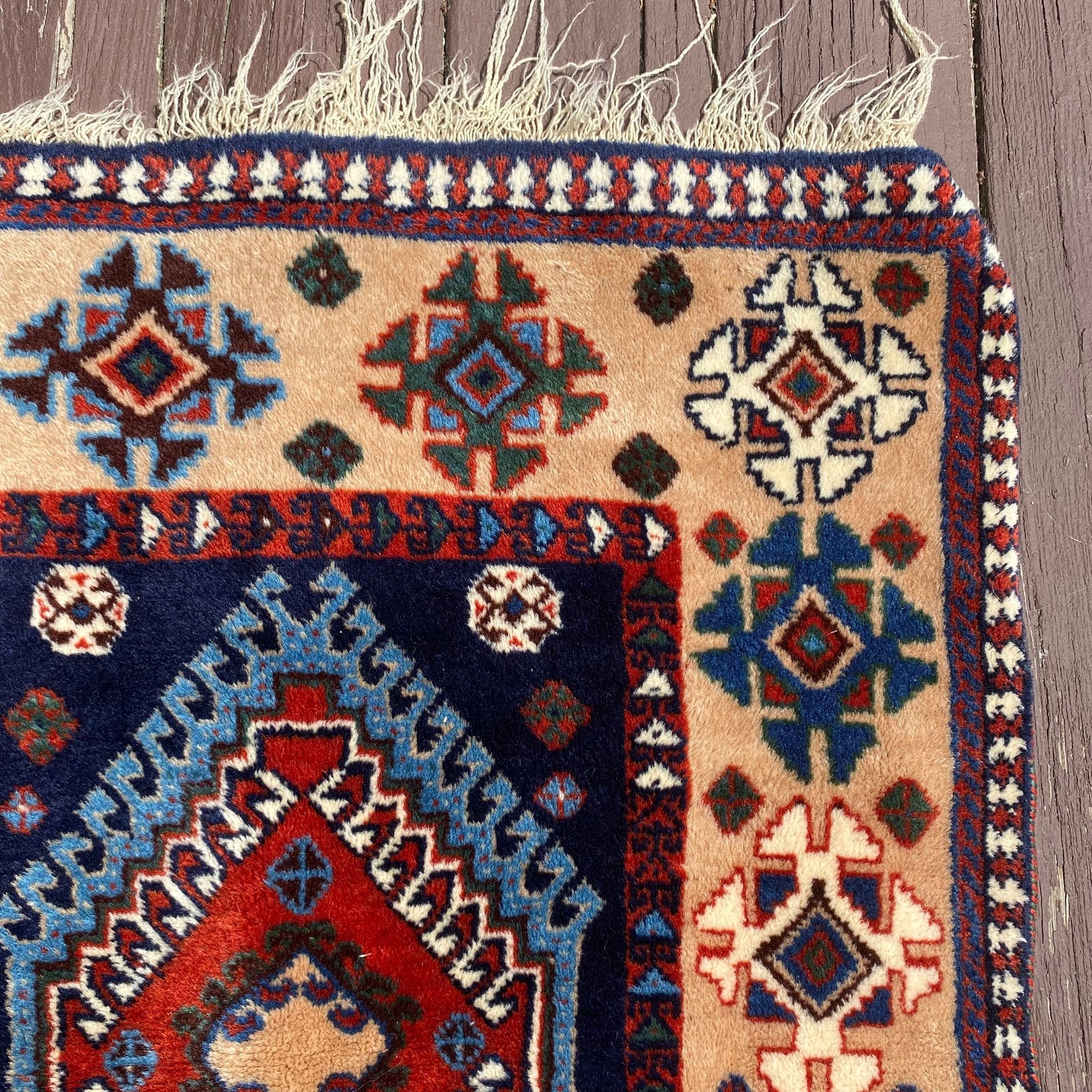 Vintage Rug 3′ 7 x 6′ Blue Hand Knotted Oriental Rug