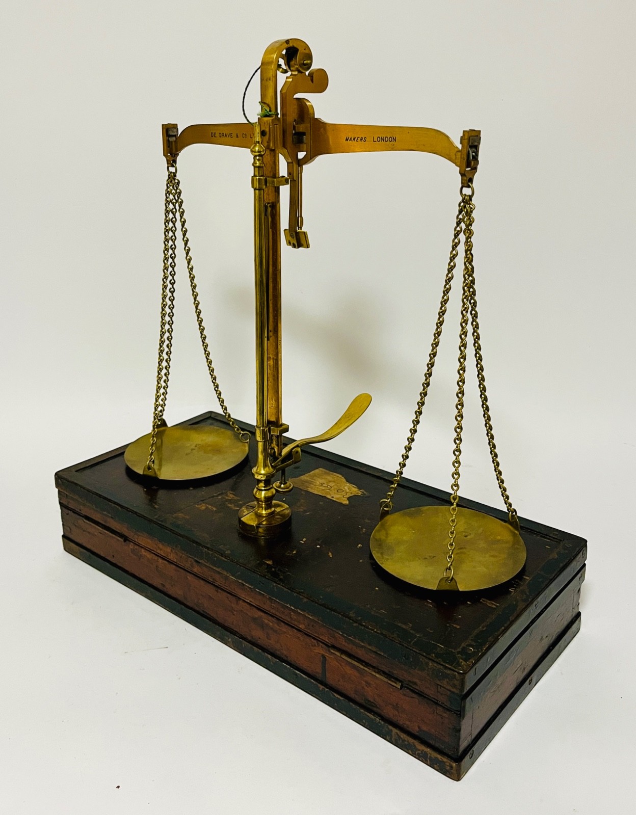 Antique Devon County Travelling Excise Brass Balance Scales De Grave 1903