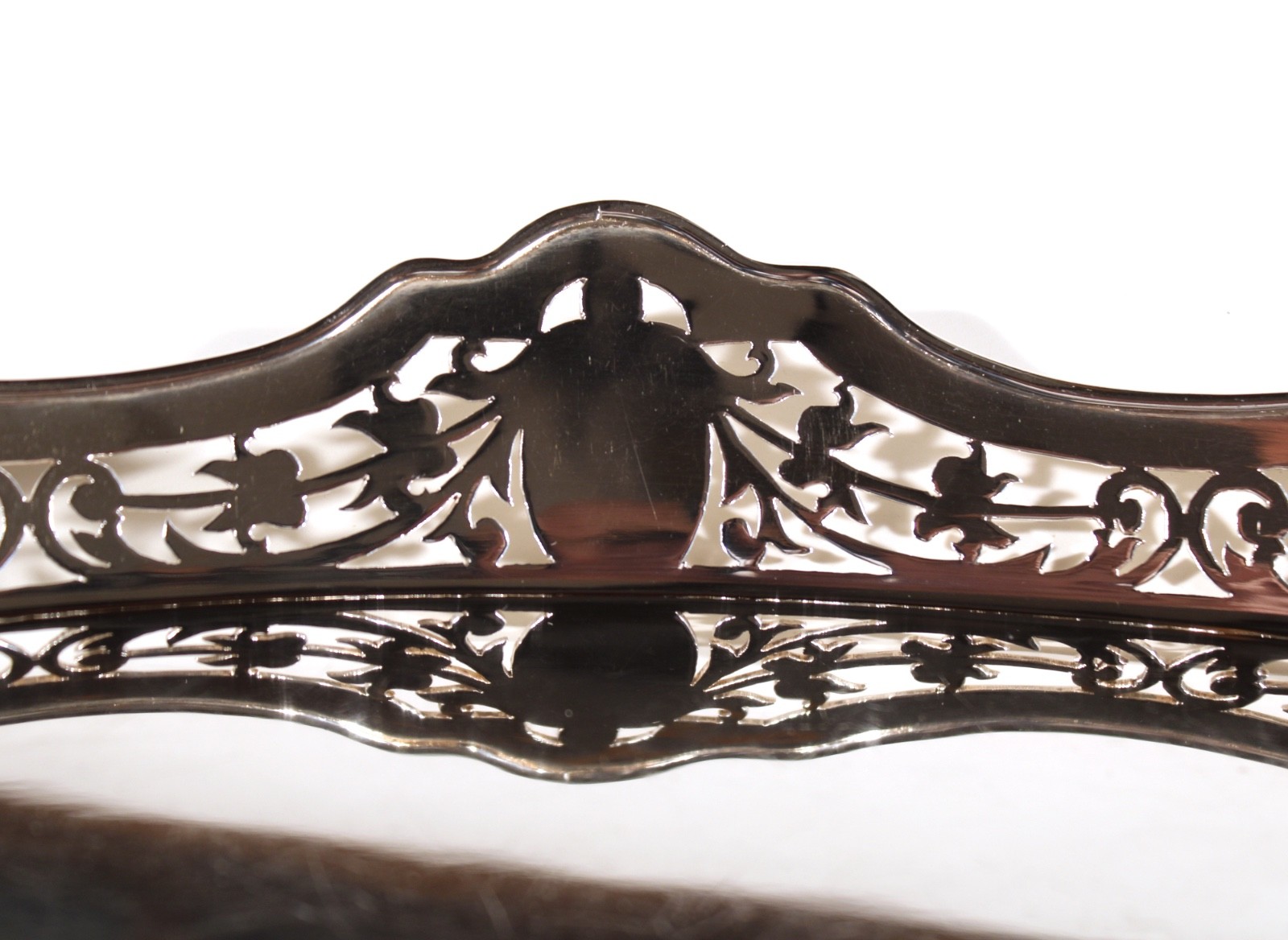SILVERPLATE SILVER PLATE FOOTED GALLERY TRAY PIERCED DECORATION 19″ BY 13 5/8″