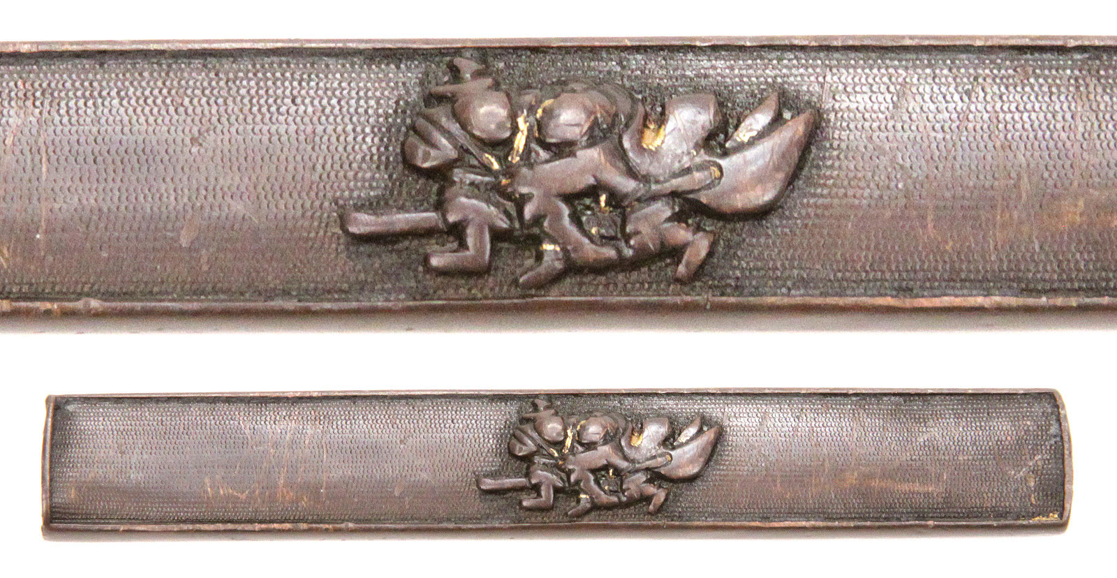 Antique Japanese Muromachi Kozuka 2 Samurai Nanako Sword Fitting Koshirae Old