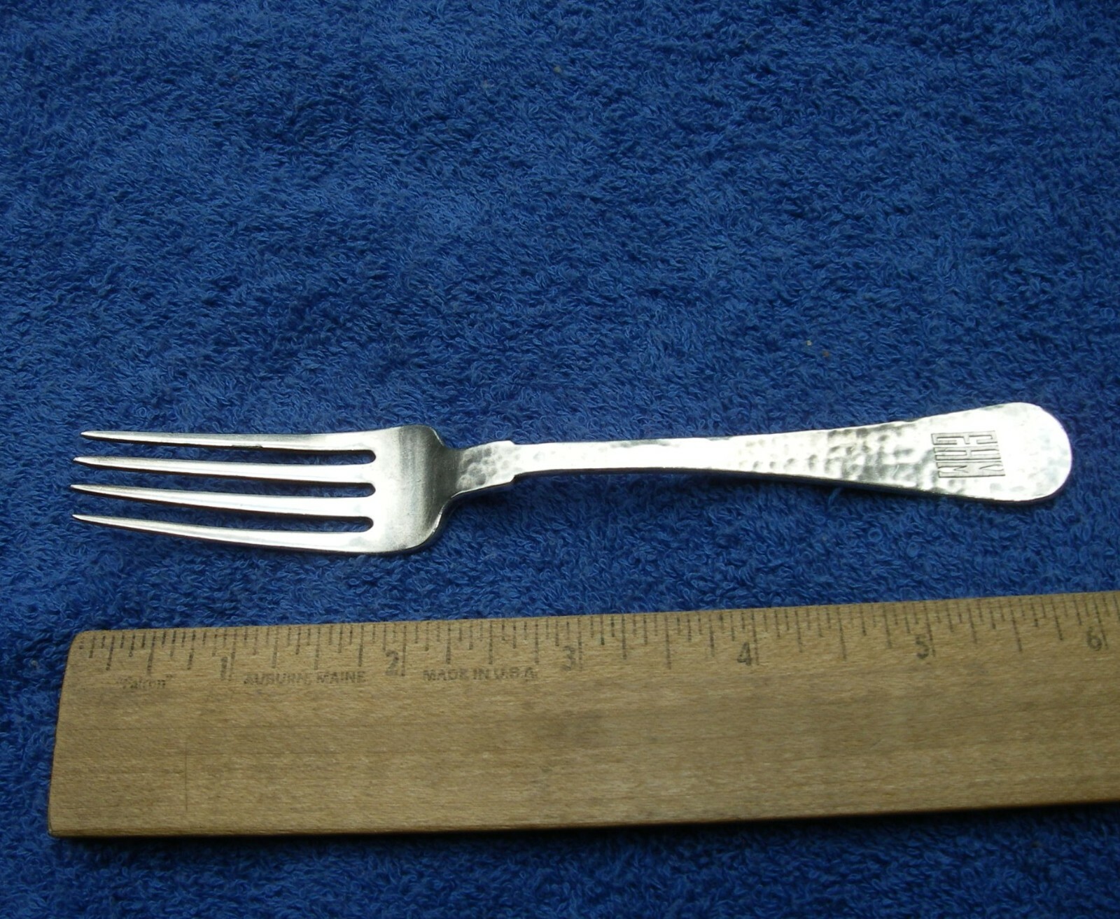 Unusual Gorham Sterling HAMMERED Pattern YOUTH FORK-Mono EHM