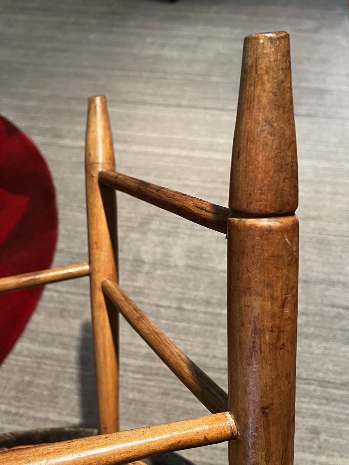 Antique Primitive Bow Back Spindle Back Cane Seat Windsor Accent Chair