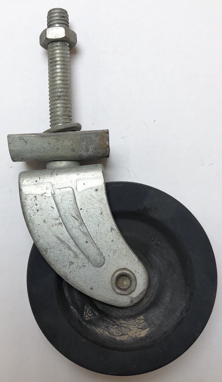 Vintage Industrial Bolt On Caster 3″ Wheel Metal Rubber Cart Table