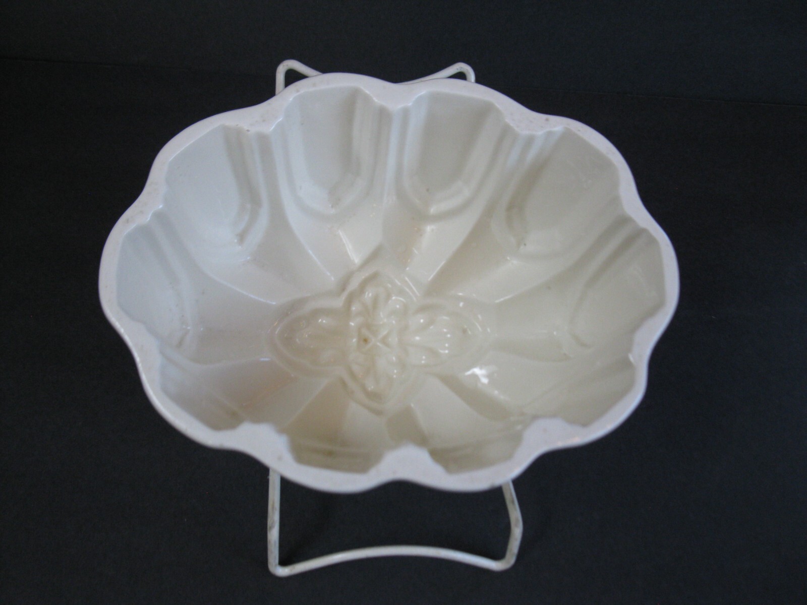 Antique White Ironstone Food Mold Geometric design Jelly Aspic 19th C Mintons