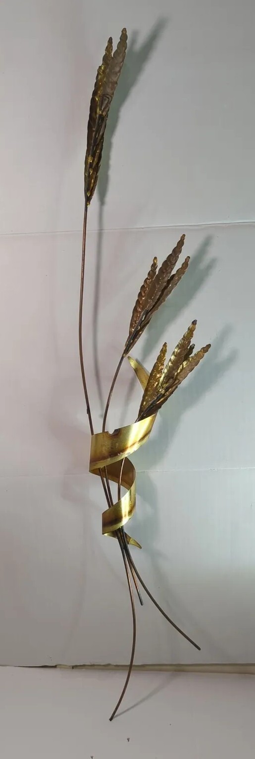 Vtg Home Interiors Gold copper Brass Whear Stem Wall Hanging Decor 32″