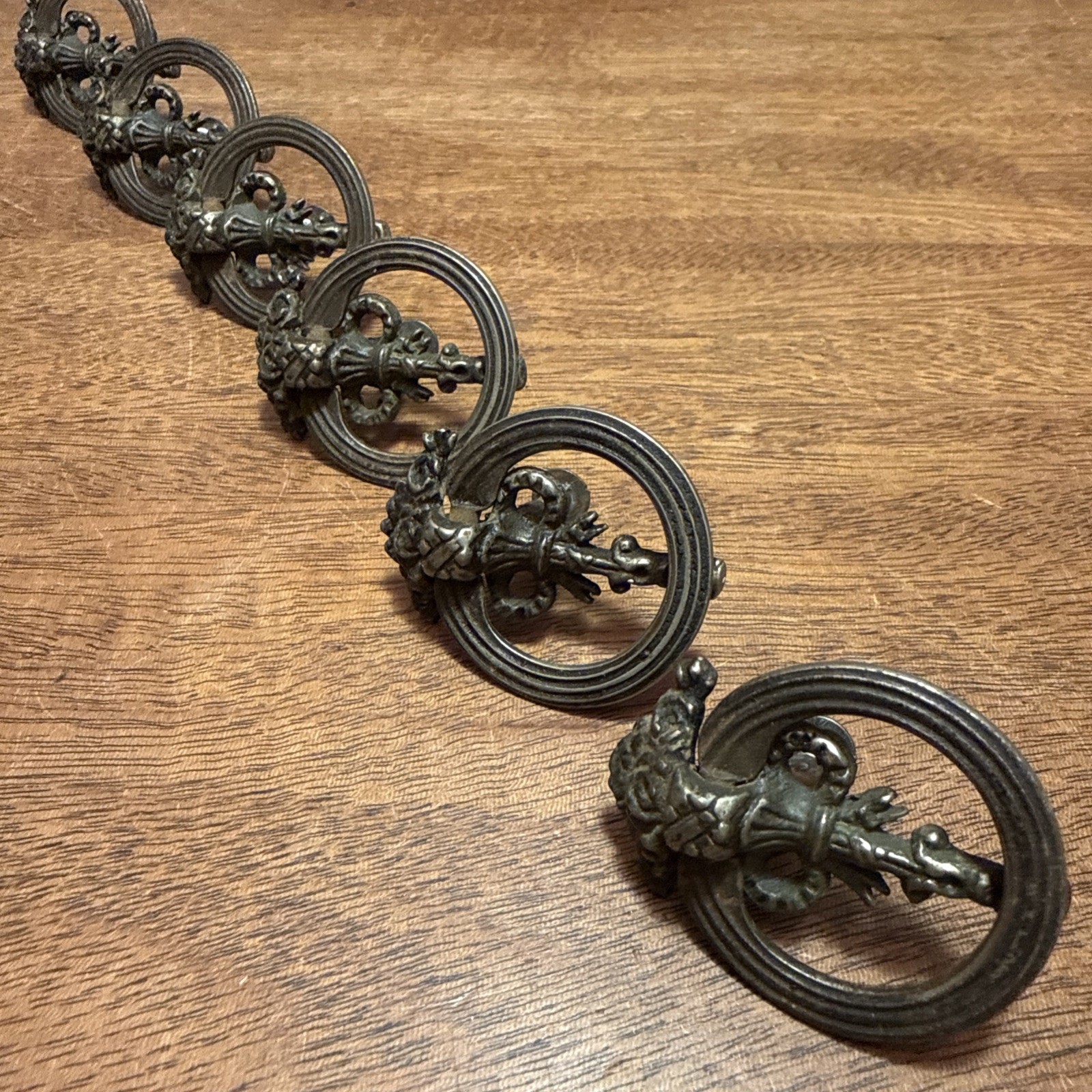 6 Brass Drawer Pulls Drop Ring Floral Rose Cottagecore Knobs Victorian Hardware