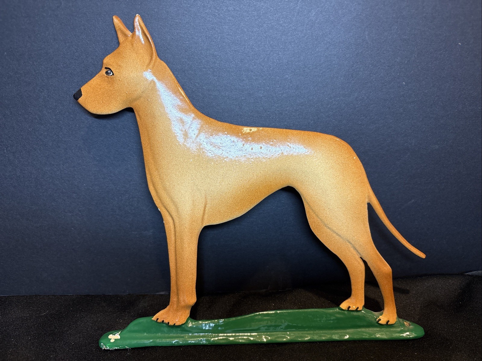 VTG Cast Metal Brown Dog Mailbox Topper Handmade & Hand Painted Great Condition