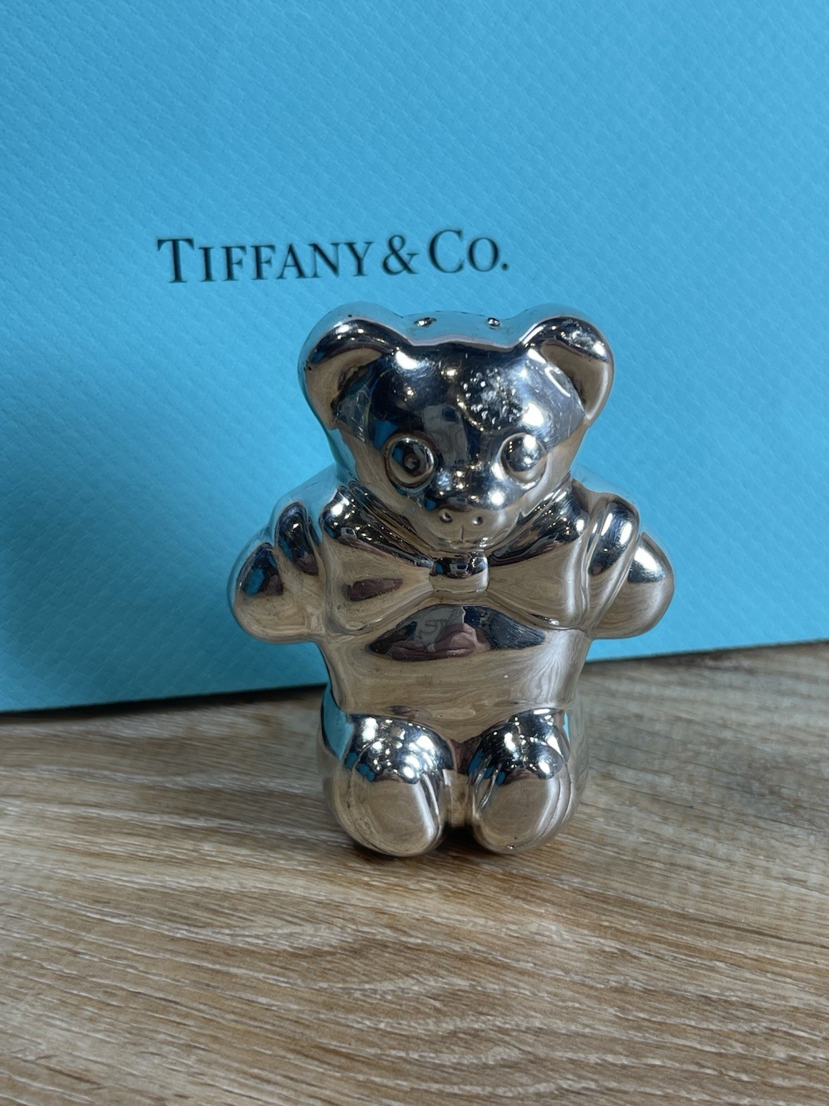 Authenticated Vintage 1990 Tiffany & Co. Sterling Teddy Bear Baby Rattle As Is