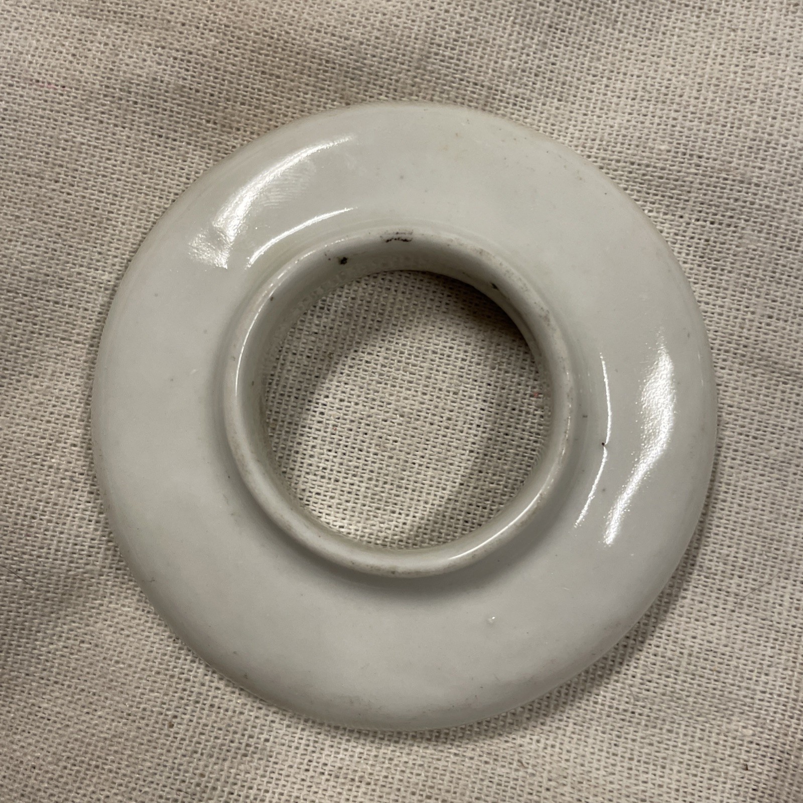 Vtg 3 1/4 Porcelain Bath Kitchen Escutcheon Surround Trim Piece 5/8 Tall No Chip
