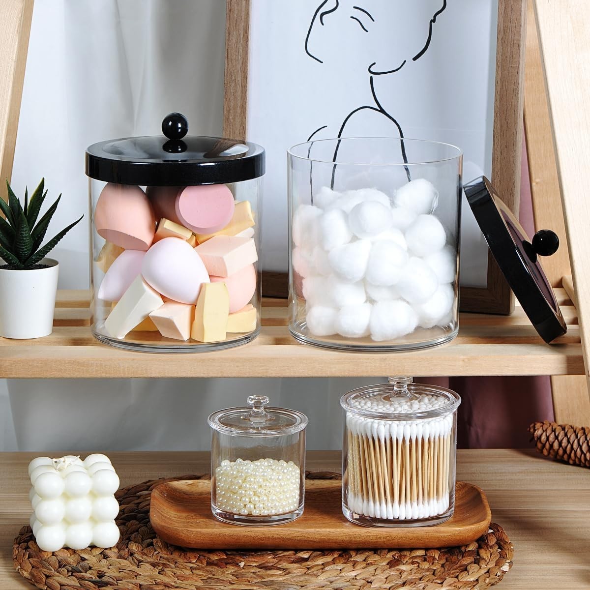 Functional & Elegant Apothecary Storage Jars – BPA-Free with Black Metal Lids
