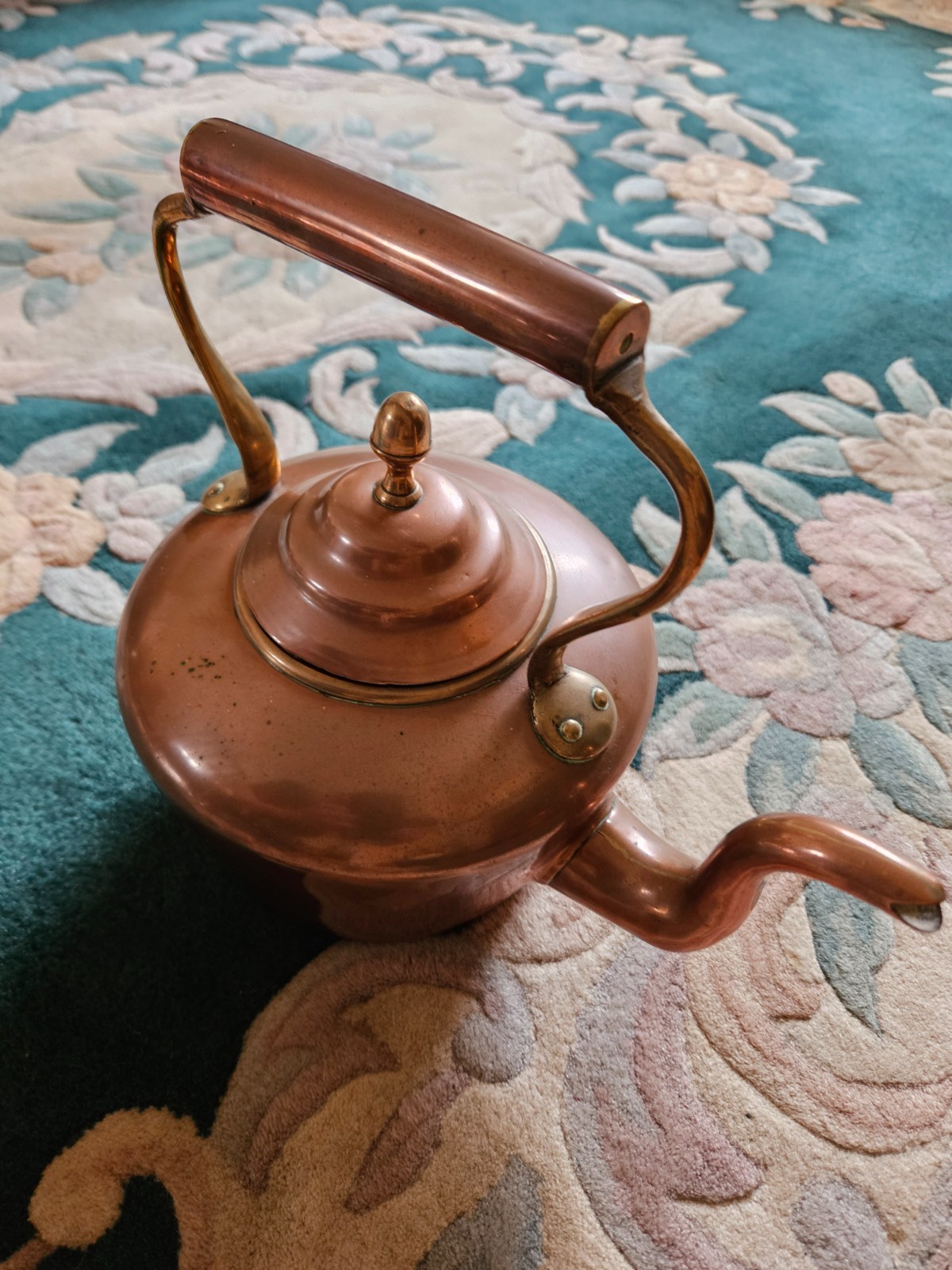 Medium Victorian Copper & Brass Kettle 10 inch High