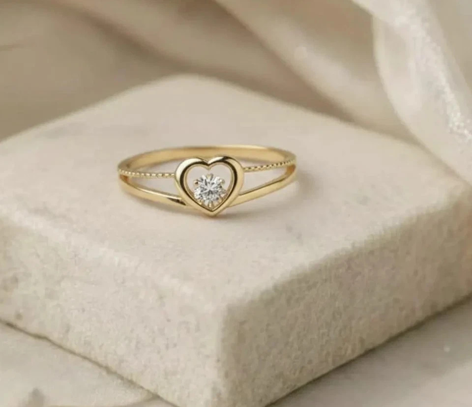 1Ct Round Cut Lab Created Diamond Engagement Band Ring 14K Yellow Gold Plated