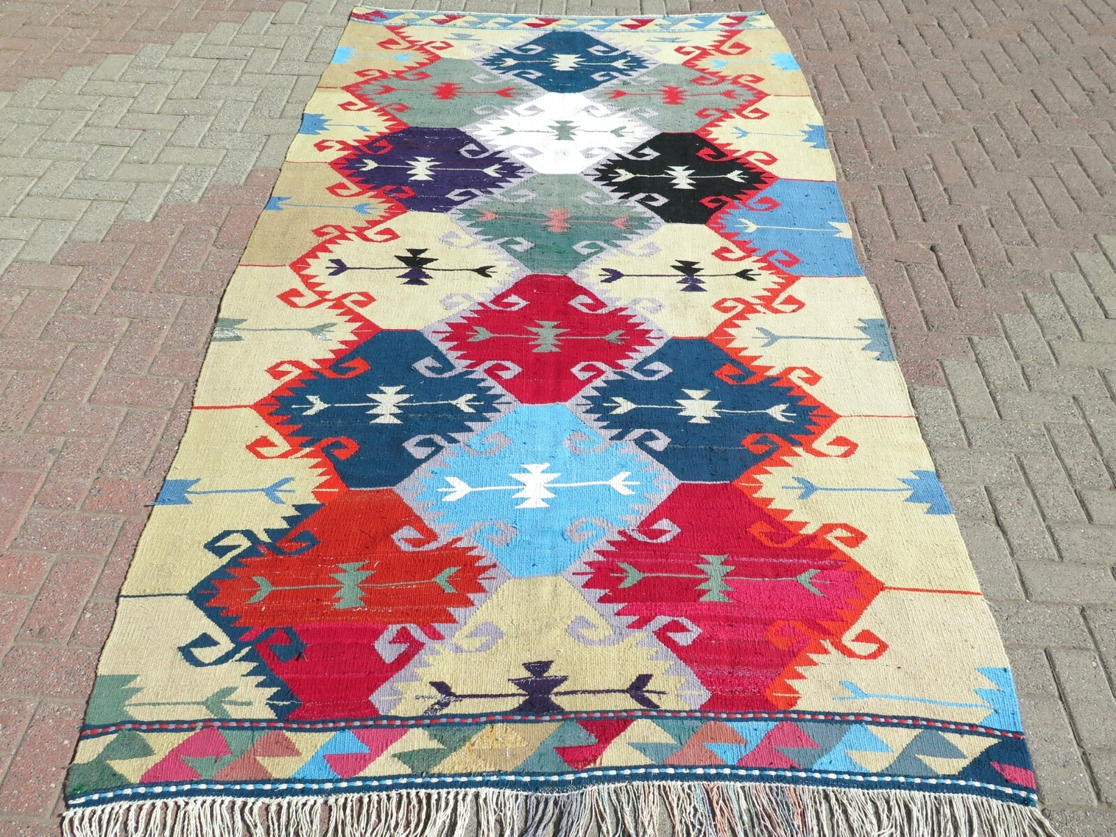 Area Rugs, Turkish Kilim, 6×10 Wool Rug, Handmade Floor Large Carpet 67″X120″
