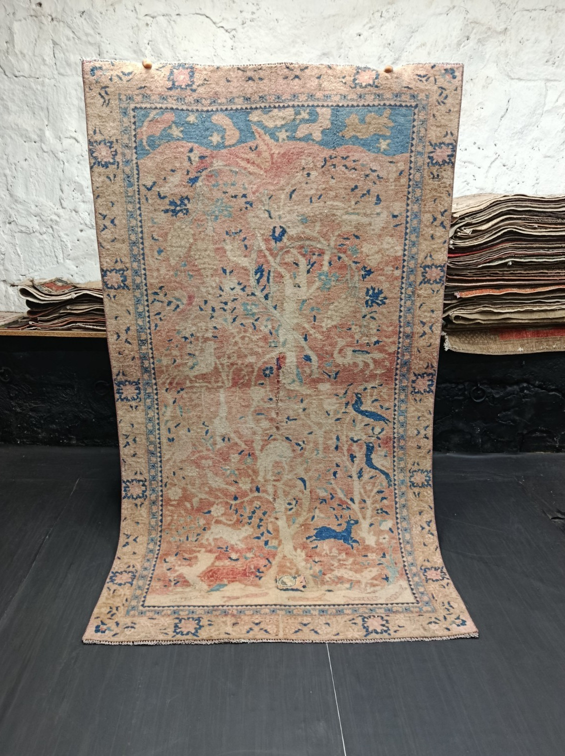 Antique Anatolian Multicolor Vintage Rug, 3.7×6.7ft, Handmade Turkish Oushak Rug