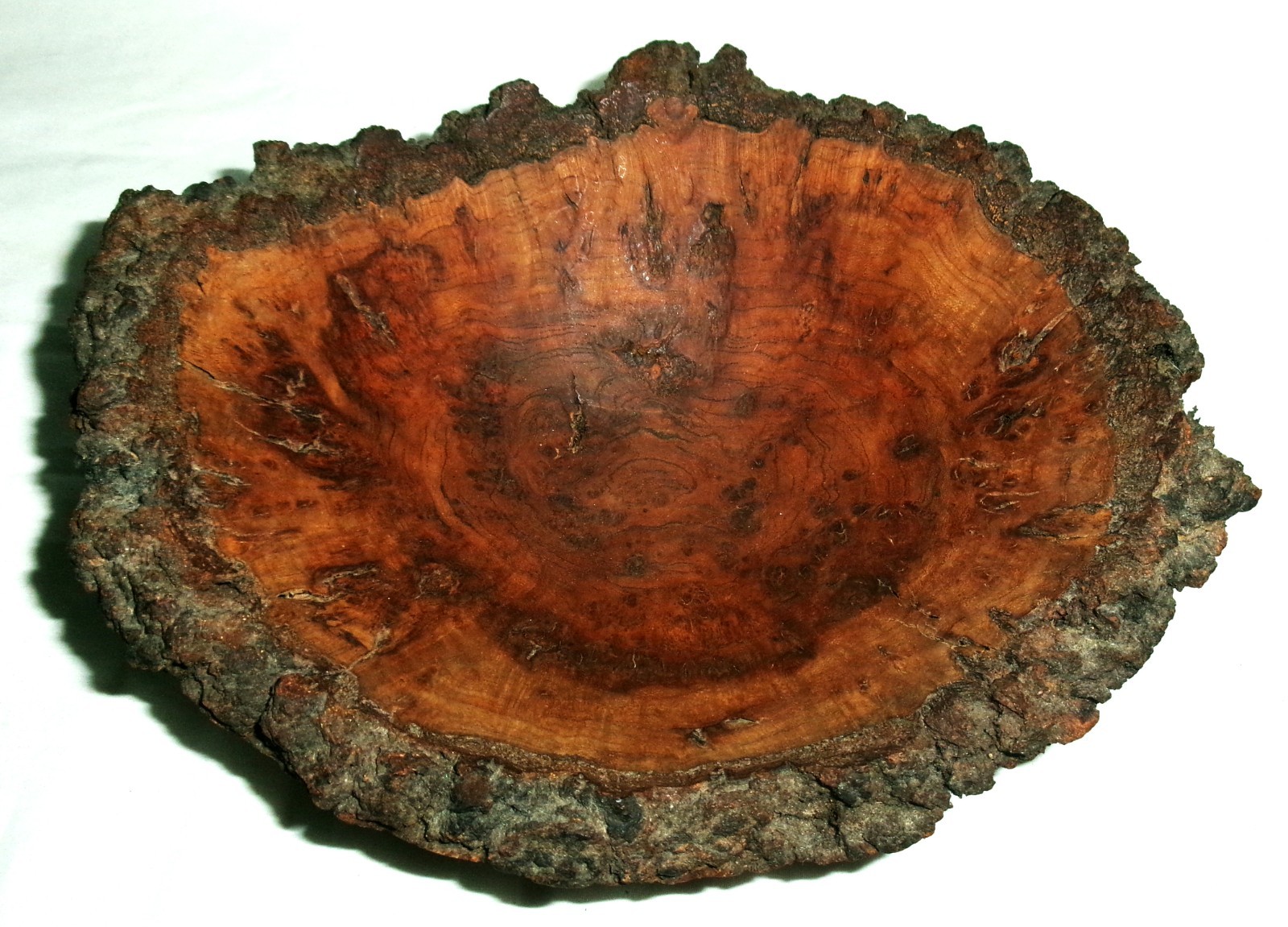 ANTIQUE PRIMITIVE CHERRY BURL TREE KNOT WOOD BOWL HAND CARVED KENNETH DUBIN 1153