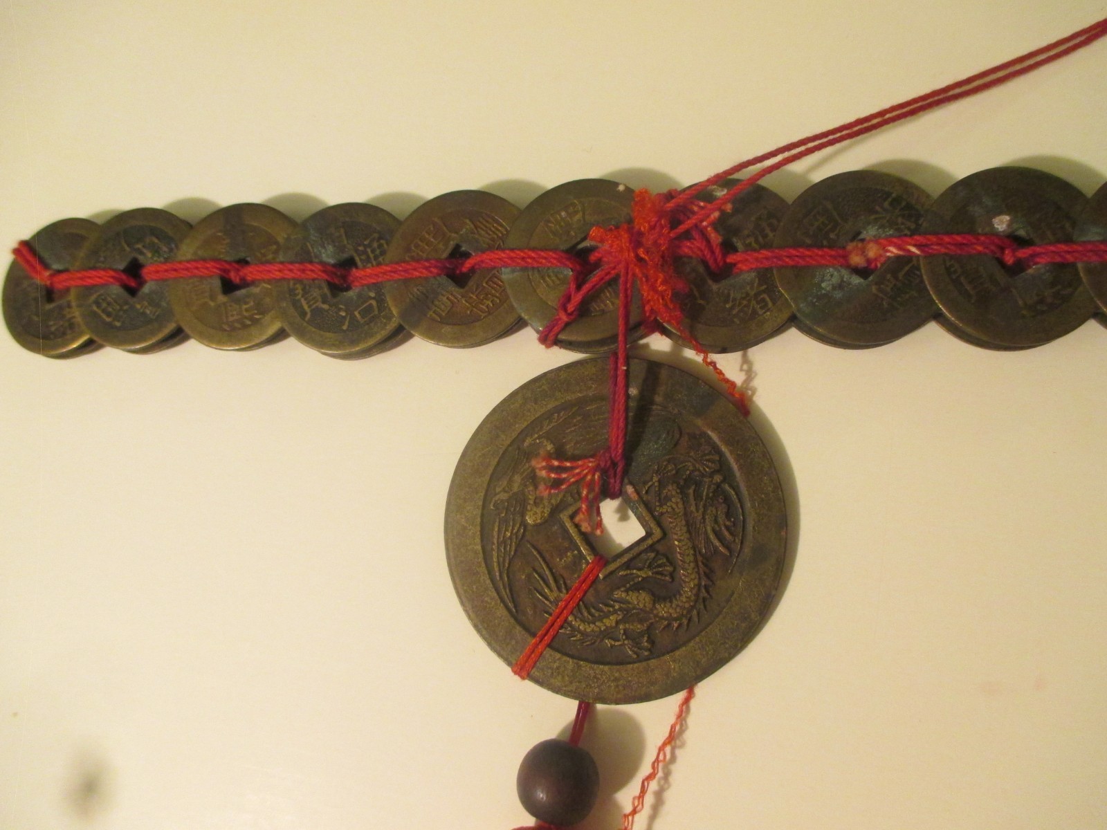 Vintage Chinese Spirit Feng Shui Sword made w Chinese Unsearched Brass Coins