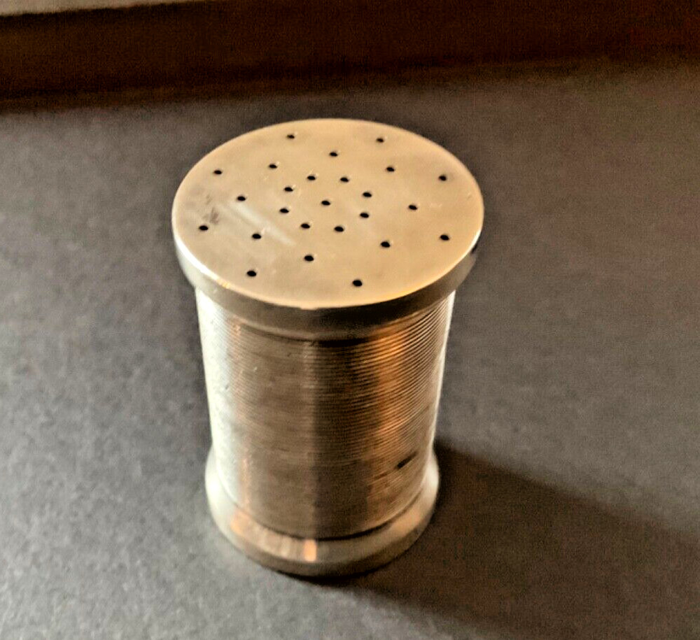 1882 Sampson Mordan Sterling Silver reeded cotton thread spool pepper shaker