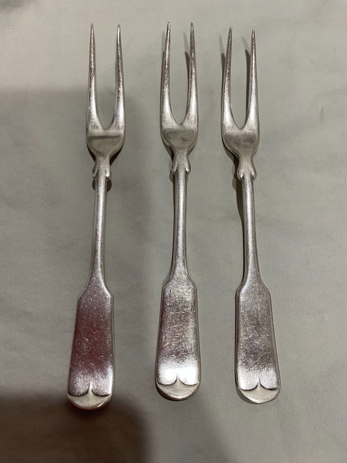 William Rogers Tipped Oyster Fork Maker’s Mark 1855 – Rare – Set of 3