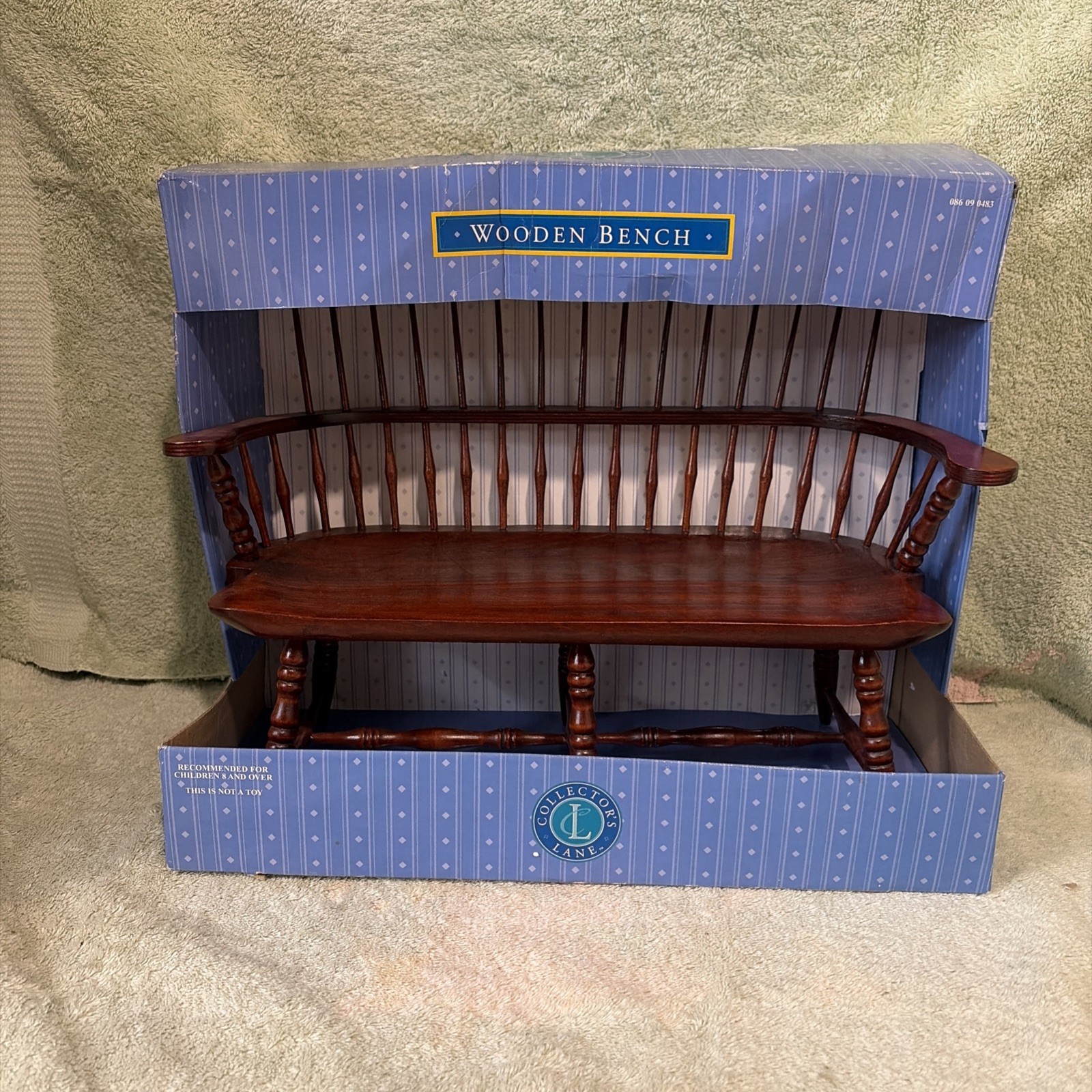 Vintage Collectors Lane Miniature Windsor Doll wooden Bench 16.5”