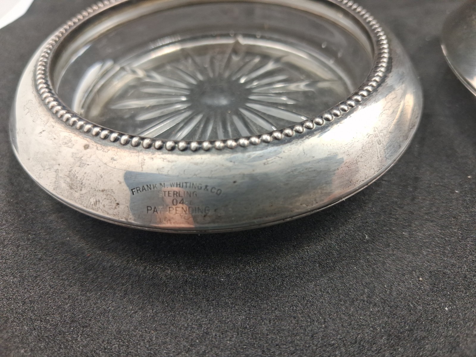Frank M. Whiting & Company- Sterling Silver & Glass Coasters Set of 2 Vintage