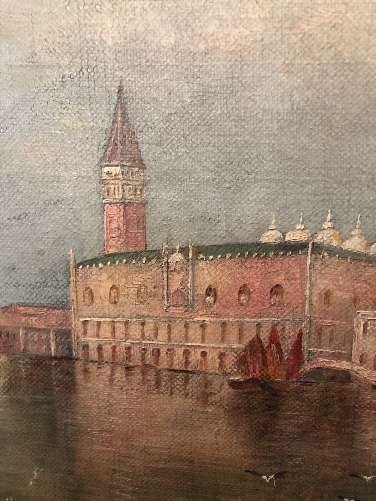 Antique Julius G. Segall Oil Painting Venice Italy Water Scene