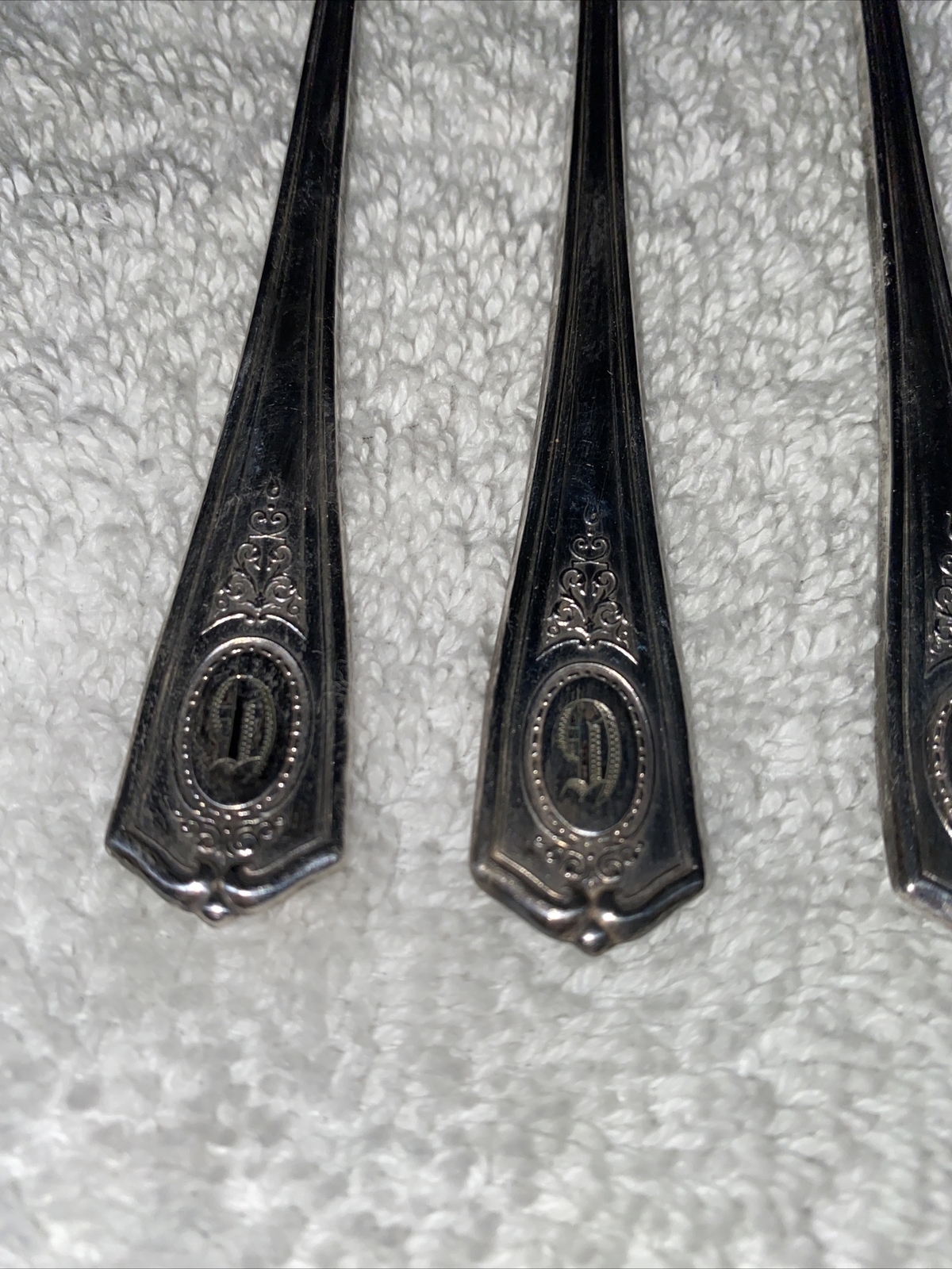 Community Silver “TRIPLE PLUS” Cocktail Seafood Olive Forks Set Of 6 Initial D