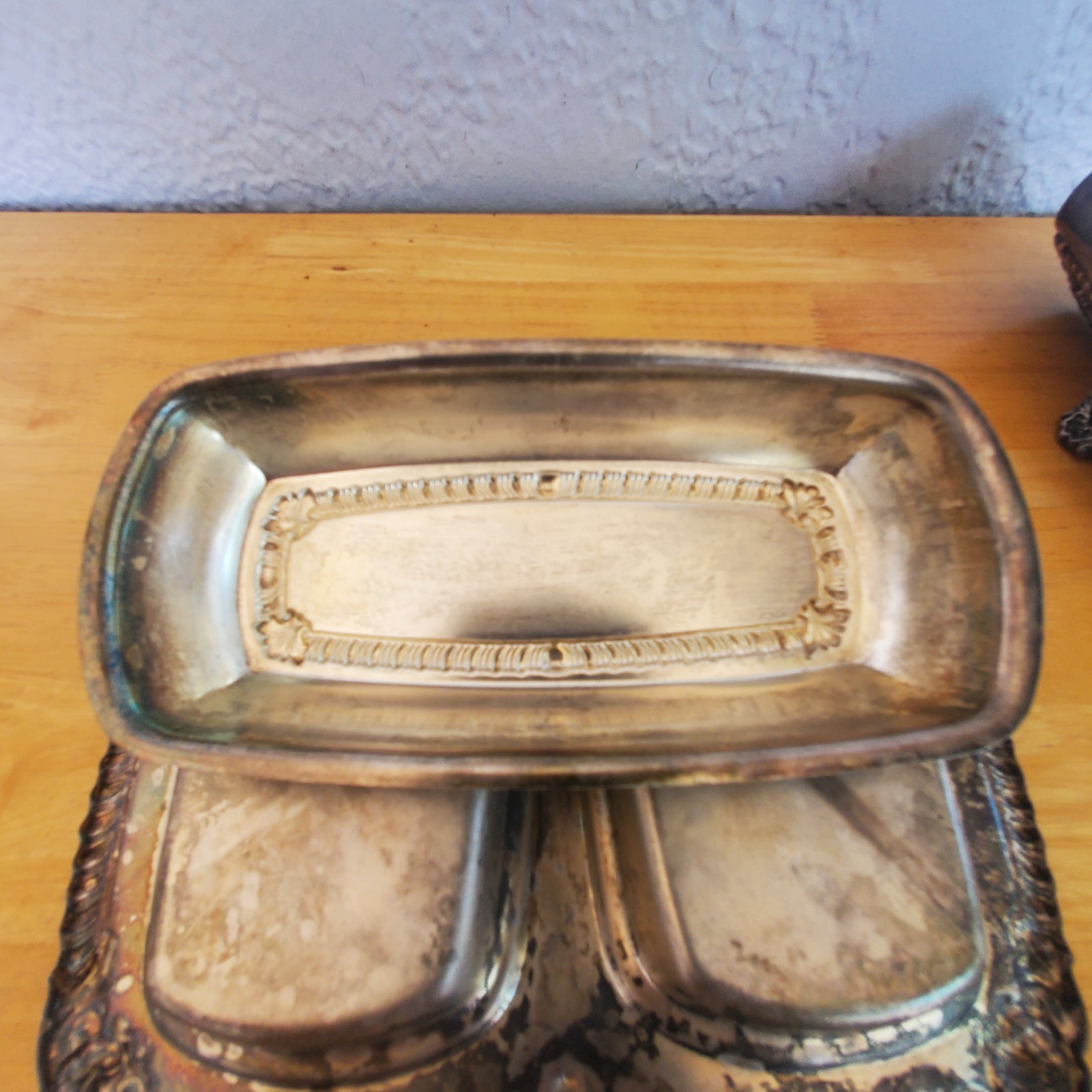 Vintage CROSBY Silver Plated Double Butter Dish with Glass inserts, One Divided