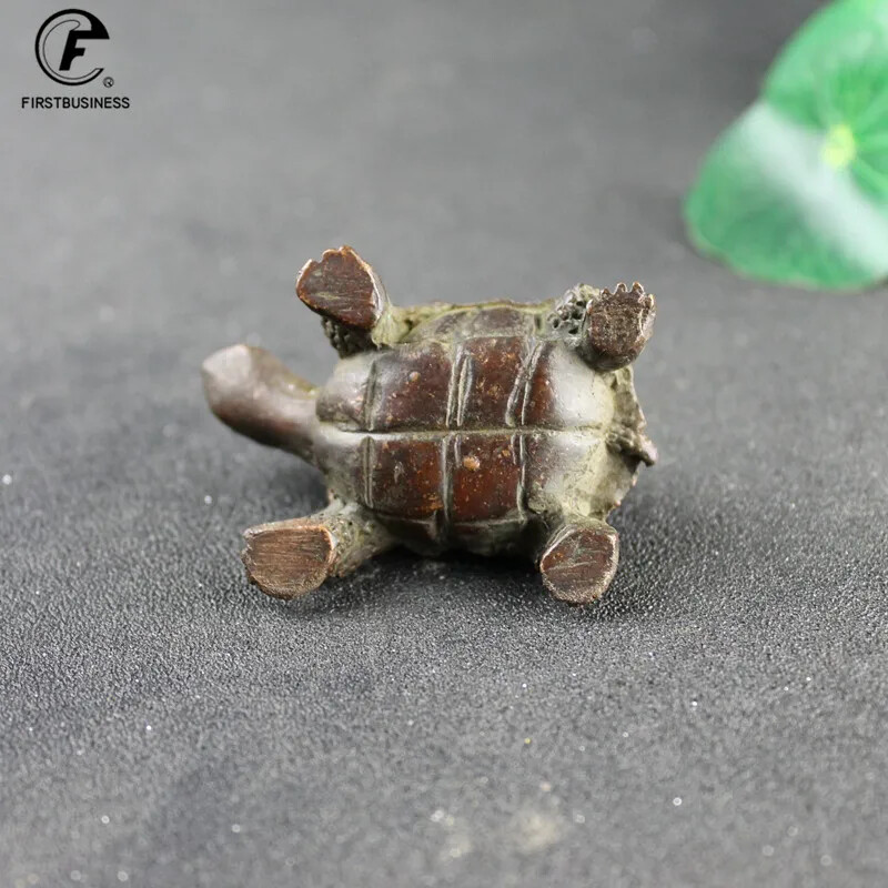 Antique Solid Copper Turtle Ornament Trumpet Longevity Animal Sculpture Ornament