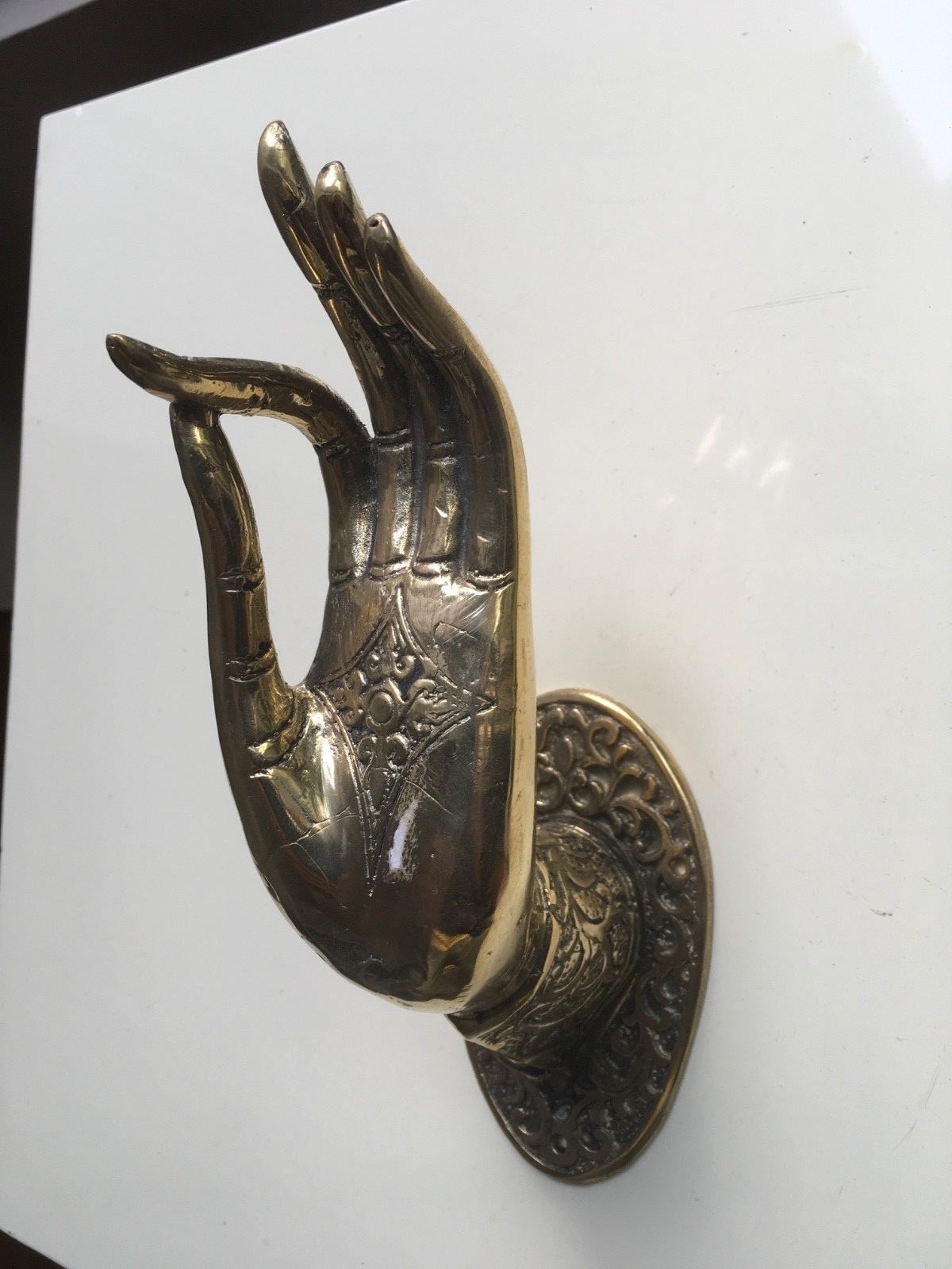 exquisite lBuddha Pull handle Brass hook polished door old style HAND 20cm hook