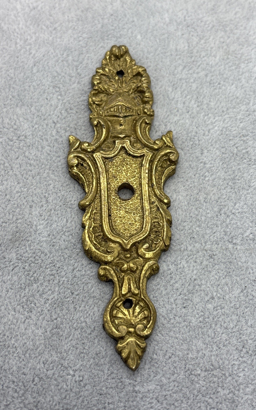Ornate Brass Door Finger Print Guard, Scrolled 4”x1-3/8” As Shown